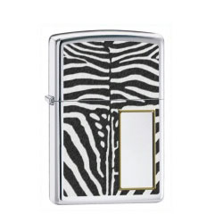 Zippo Zebra Print Polished Chrome Lighter (model: 28046)