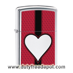 Zippo  28466 Heart Pocket Lighter  High Polish Chrome